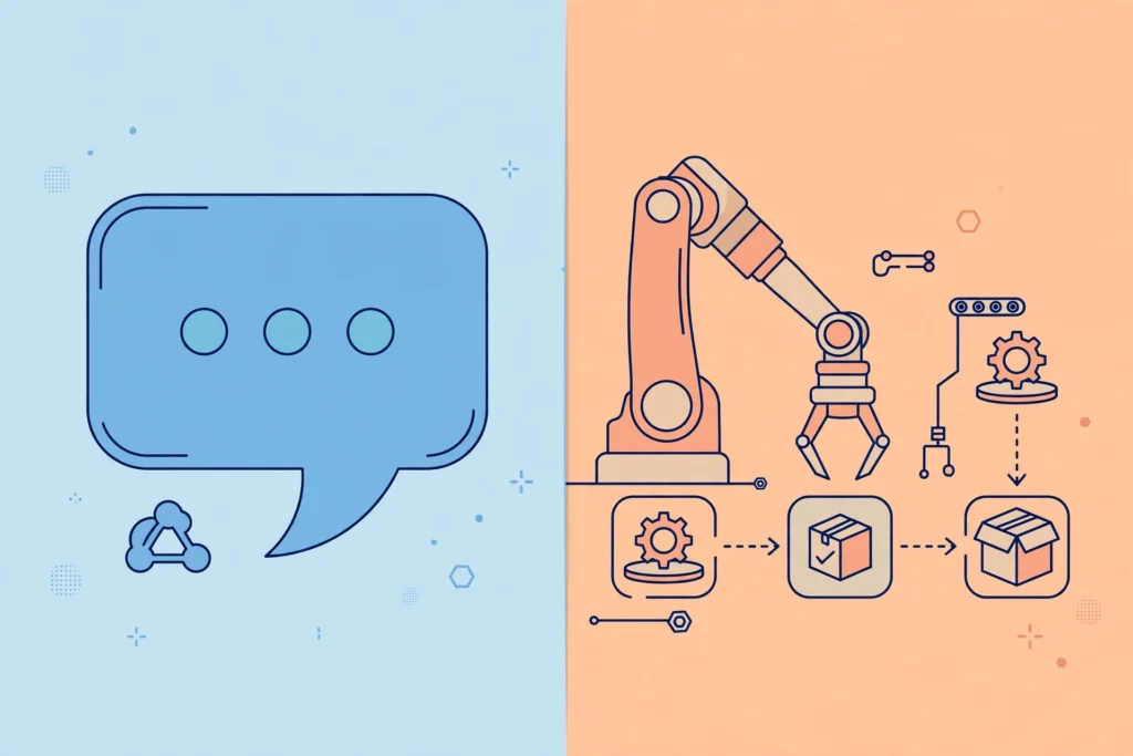 AI assistant vs AI agent comparison illustration