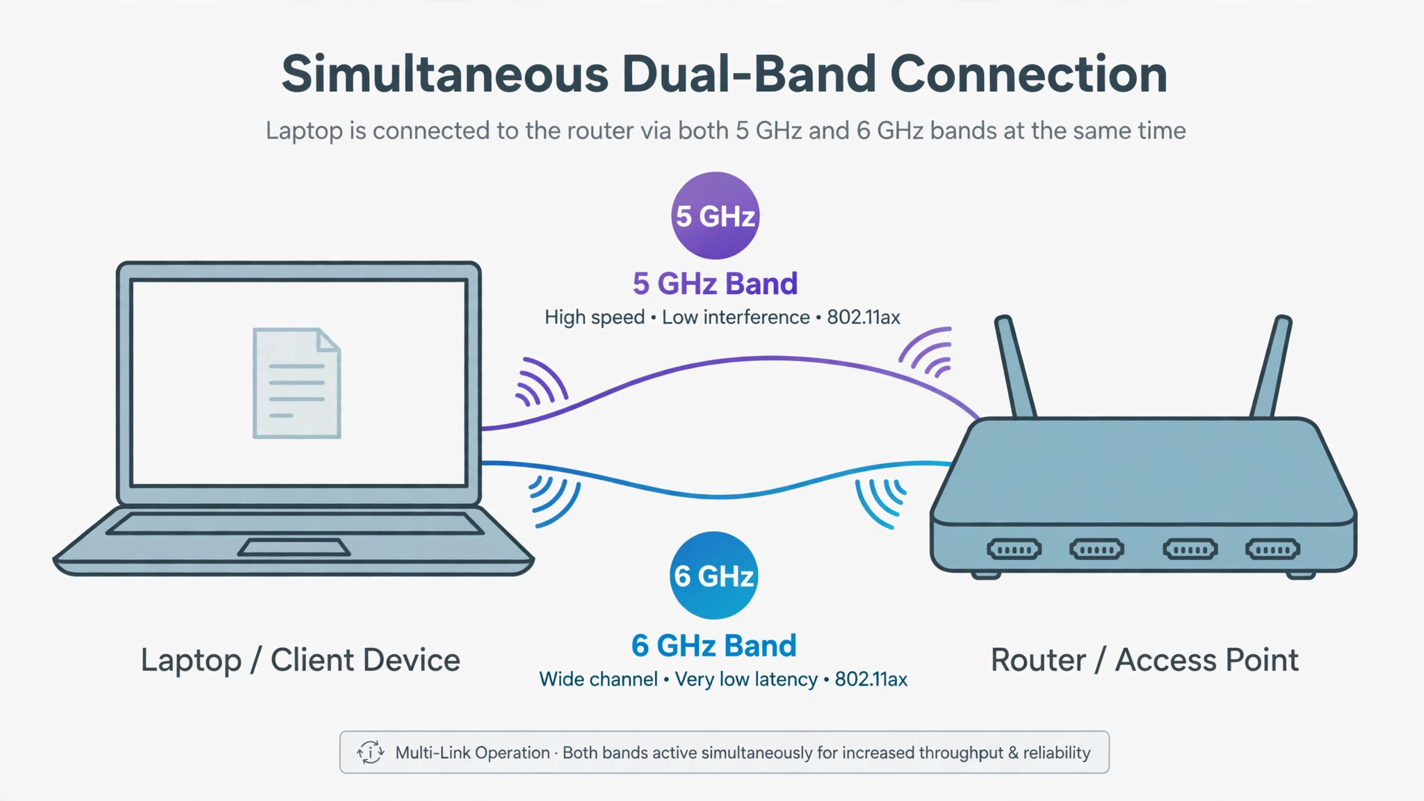 diagram of multi-link operation using 5 GHz and 6 GHz bands