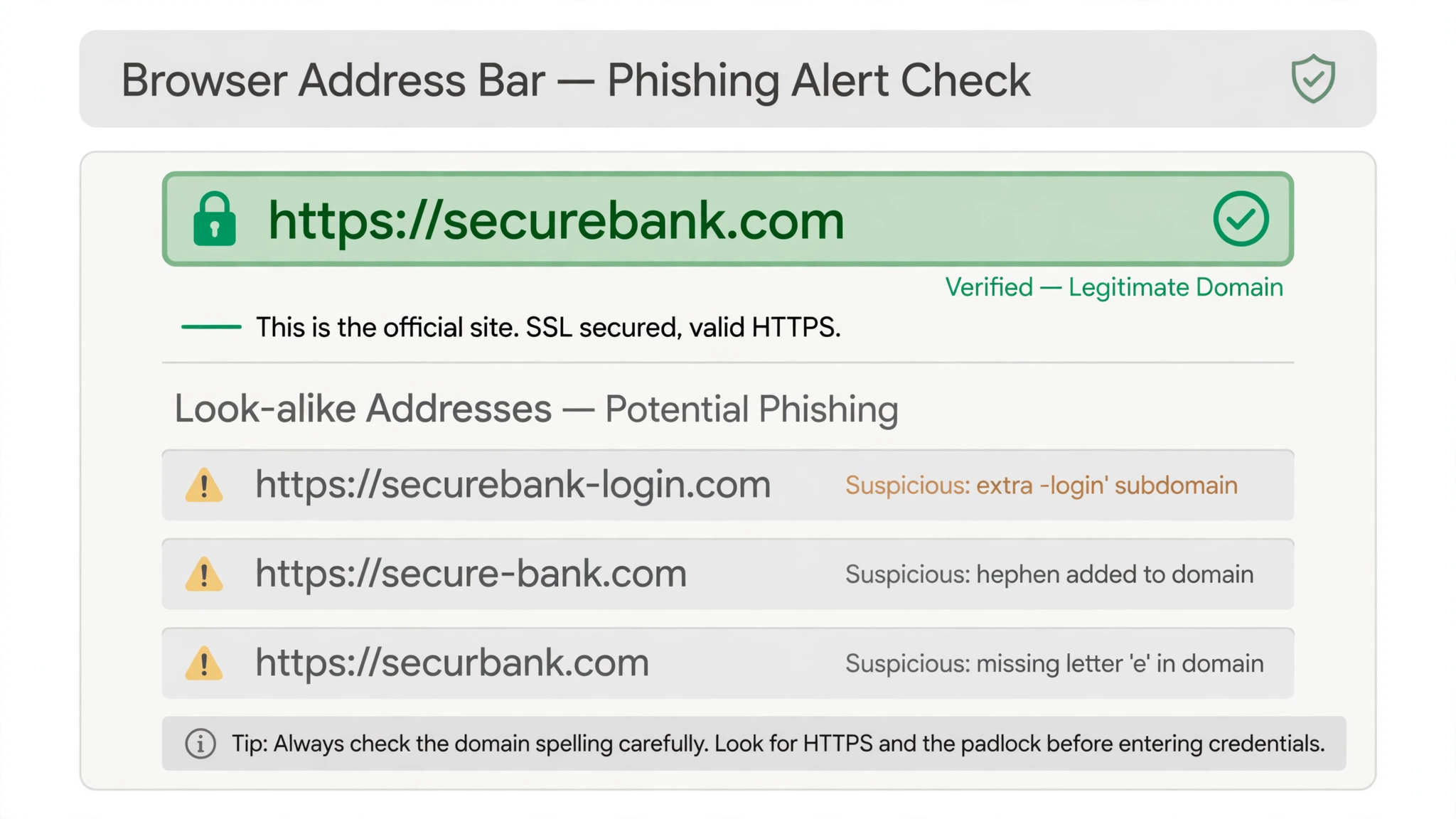 browser address bar warning about look-alike domains